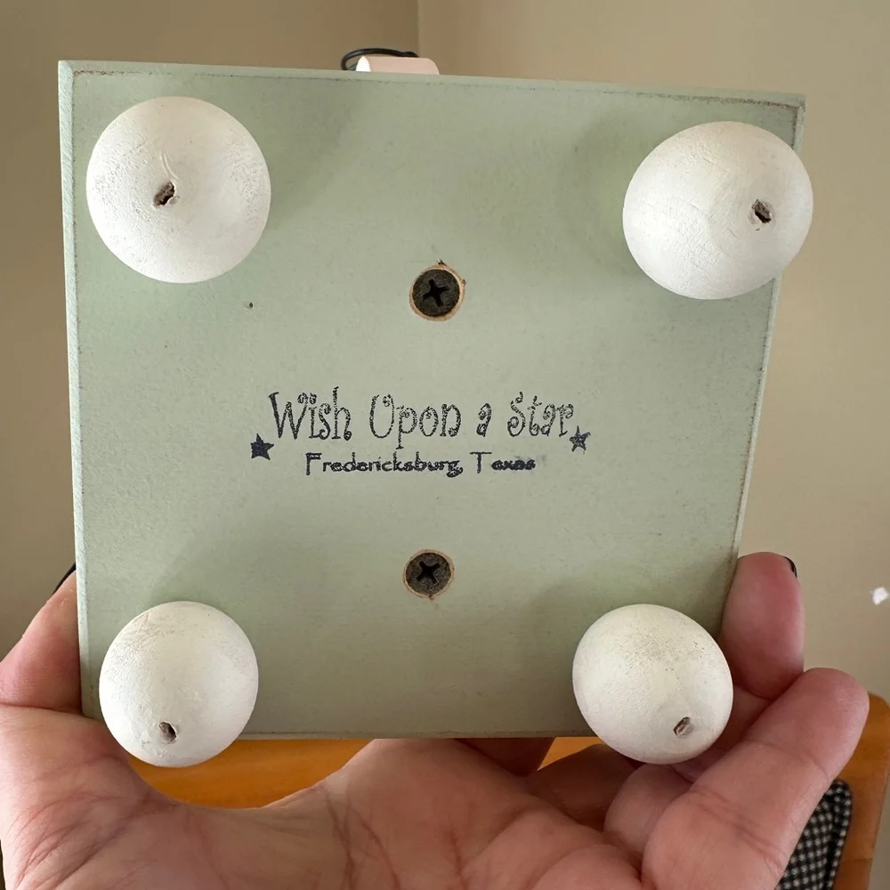 Wish Upon a Star Wooden Pink Piggy Clock on Green Stand